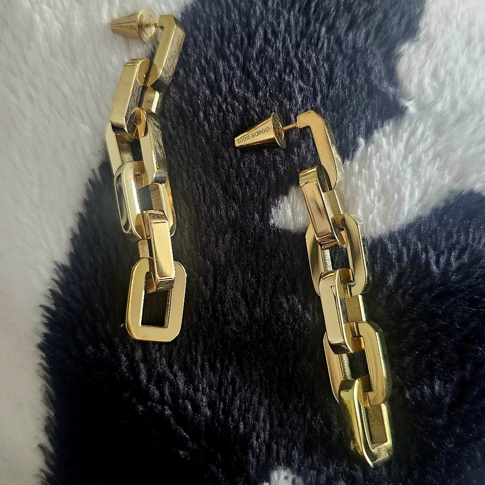 MSRP $675 Eddie Borgo Gold Supra Link Necklace & Earrings SET - Picture 8 of 8